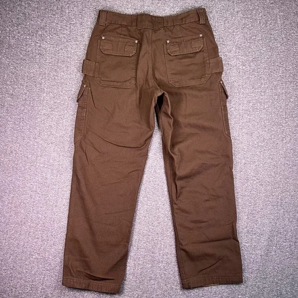 Duluth Trading Cargo Work Pants Men 36x32 Brown Fire Hose Canvas Utility Relaxed - Picture 2 of 13
